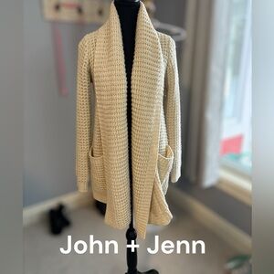 John + Jenn Beige Knit Cardigan